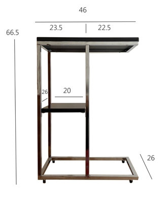 Bellini C Shaped Side Table With Shelf-Black Glossy Top