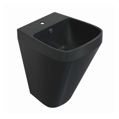 Bellio Modern Black Rimless Back to Wall Toilet & Wall Hung Basin Set - 3