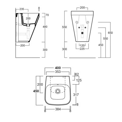 Bellio Modern Black Rimless Back to Wall Toilet & Wall Hung Basin Set - 5