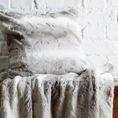 Bellissimo Home Grey 60 x 60cm 24 Faux Fur Cushion Cover