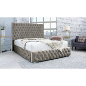 Bello Plush Bed Frame With Curved Headboard - Grey