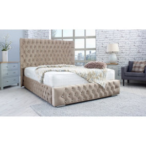 Bello Plush Bed Frame With Curved Headboard - Mink