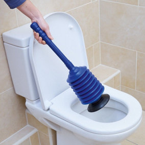 Bellow Sink & Drain Plunger - Long Handle Chemical-Free Suction Pressure Unblocker Tool for Bathtubs, Toilets, Showers & Sinks