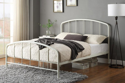 Belmont Industrial Style White Metal Bed Frame King 5ft