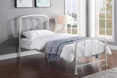 Belmont Industrial Style White Metal Bed Frame Single 3ft