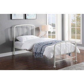 Belmont Industrial Style White Metal Bed Frame Single 3ft