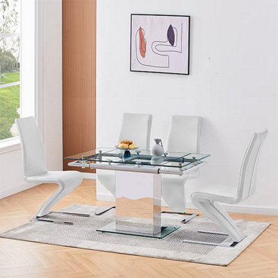 Belmonte White Dining Table Large 4 Symphony Black Chairs Bench | DIY ...