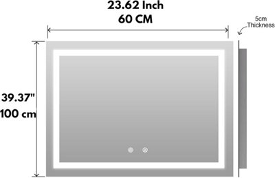 BELOFAY 1000x600mm Clara Bathroom LED Mirror, Illuminated Bathroom Toughened Mirror with LED Lights Dimmable Anti-fog