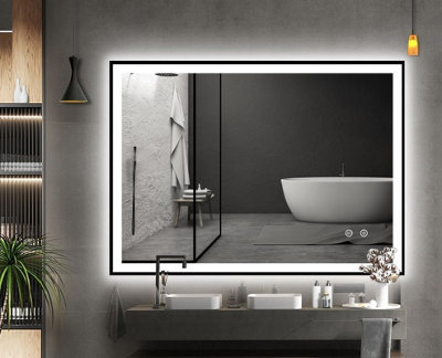 BELOFAY 1000x600mm Lucian Bathroom LED Mirror, Illuminated Bathroom Toughened Mirror with LED Lights Dimmable Anti-fog