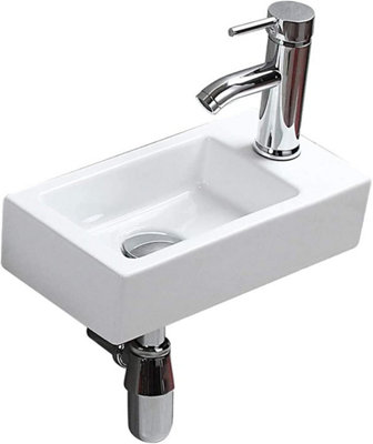 BELOFAY 10x41x21.5cm Tap on Right Rectangular Ceramic Cloakroom Wash Basin Sink, Modern Wall-Mounted Basin (Only Basin Included) Price Comparisons | Compare The Build