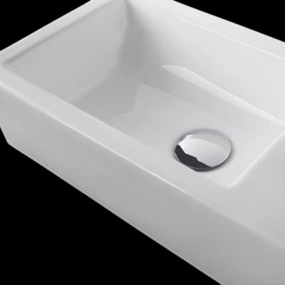 BELOFAY 10x41x21.5cm Tap on Right Rectangular Ceramic Cloakroom Wash Basin Sink, Modern Wall-Mounted Basin (Only Basin Included)