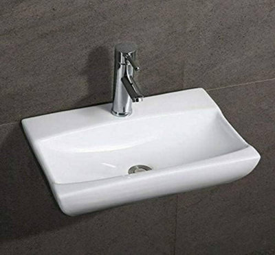 BELOFAY 10x49x33cm Rectangular wall hung Ceramic Cloakroom Wash Basin Sink, Modern Design Basin (Only Basin Included)