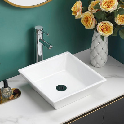 BELOFAY 115x360x360mm Square Ceramic Cloakroom Basin Hand Washing Sink ...