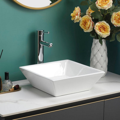 BELOFAY 115x360x360mm Square Ceramic Cloakroom Basin Hand Washing Sink ...