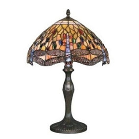BELOFAY 12 inches Dragonfly Tiffany Table Lamps, Stained Glass Handmade Tiffany Vintage Bedside Table Lamps 18 inches Height
