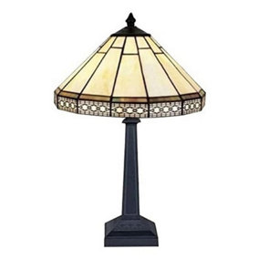 BELOFAY 12 inches Mission Tiffany Table Lamps, Stained Glass Handmade Tiffany Vintage Bedside Table Lamps 18 inches Height
