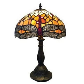 BELOFAY 12 inches Red Dragon Tiffany Table Lamps, Stained Glass Handmade Tiffany Vintage Bedside Table Lamps 18 inches Height