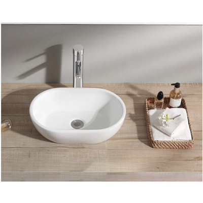 BELOFAY 120x290x440mm Oval Ceramic Cloakroom Basin Hand Washing Sink, Modern Design Countertop Basin (Only Basin Included)