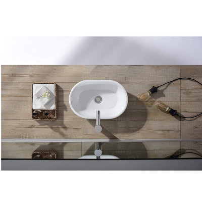 BELOFAY 120x290x440mm Oval Ceramic Cloakroom Basin Hand Washing Sink, Modern Design Countertop Basin (Only Basin Included)