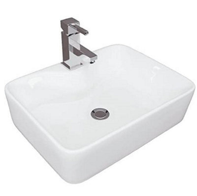 BELOFAY 130x480x370mm Rectangular Ceramic Cloakroom Basin Hand Washing Sink, Modern Design Countertop Basin (Only Basin Included)