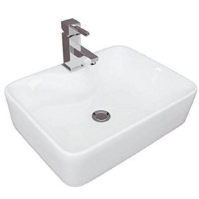 BELOFAY 130x480x370mm Rectangular Ceramic Cloakroom Basin Hand Washing Sink, Modern Design Countertop Basin (Only Basin Included)