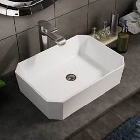 BELOFAY 130x500x360mm Rectangular Ceramic Cloakroom Basin Hand Washing Sink, Modern Design Countertop Basin (Only Basin Included)