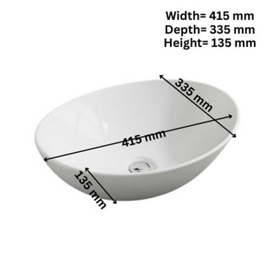 BELOFAY 135x335x415mm Ceramic Cloakroom Basin, Modern Design Gloss White Countertop Sink with TAP, Bottle Trap & Pop-up Waste