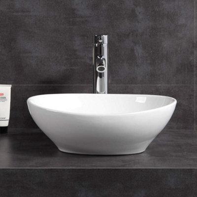 BELOFAY 135x335x415mm Ceramic Cloakroom Basin, Modern Design Gloss White Countertop Sink with TAP, Bottle Trap & Pop-up Waste