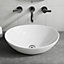 BELOFAY 145x330x405mm Ceramic Cloakroom Basin, Modern Design Gloss White Countertop Sink with TAP, Bottle Trap & Pop-up Waste