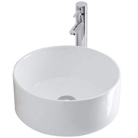 BELOFAY 150x410x410mm Round Ceramic Cloakroom Basin Hand Washing Sink, Modern Design Countertop Basin (Only Basin Included)
