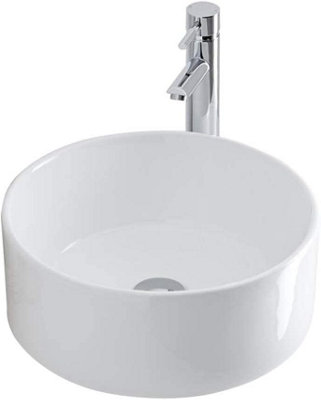 BELOFAY 150x410x410mm Round Ceramic Cloakroom Basin Hand Washing Sink, Modern Design Countertop Basin (Only Basin Included)