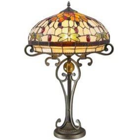 BELOFAY 16 inches Dragonfly Tiffany Table Lamps, Stained Glass Handmade Tiffany Vintage Bedside Table Lamps 30 inches Height