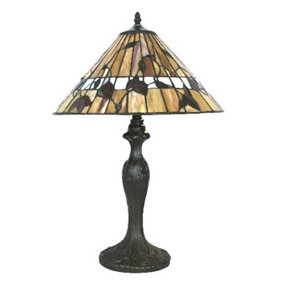 BELOFAY 16 inches Dusk Tiffany Table Lamps, Stained Glass Handmade Tiffany Vintage Bedside Table Lamps 30 inches Height