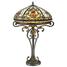 BELOFAY 16 inches Real Tiffany Table Lamps, Stained Glass Handmade Tiffany Vintage Bedside Table Lamps 30 inches Height