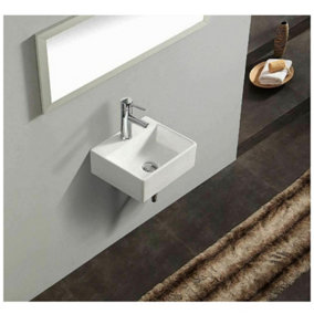 BELOFAY 30x12x39cm square Ceramic Cloakroom Wash Basin Sink, Modern Design Wall-Mounted Basin (Only Basin Included)
