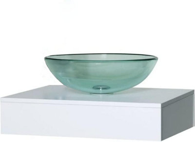 BELOFAY 30x13x30 cm Small Glass Bathroom Counter Top Wash Basin Sink, Modern Design Glass Bowl Cloakroom Basin