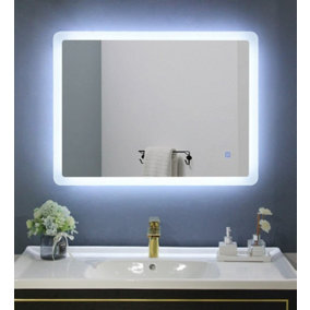 BELOFAY 390x500mm Atlanta Illuminated Bathroom LED with Mirror Demister Pad, Dimmable LED Anti-fog Tempered Wall Mirrors