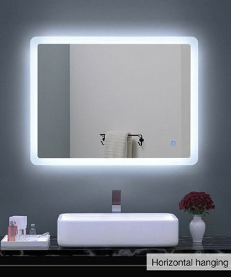 BELOFAY 390x500mm Atlanta Illuminated Bathroom LED with Mirror Demister  Pad, Dimmable LED Anti-fog Tempered Wall Mirrors