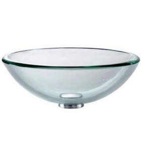 BELOFAY 42x14x42 cm Clear Glass Bathroom Counter Top Wash Basin Sink, Modern Design Glass Bowl Cloakroom Basin
