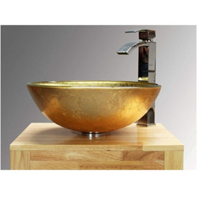 BELOFAY 42x14x42 cm Flash Glass Bathroom Counter Top Wash Basin Sink, Modern Design Glass Bowl Cloakroom Basin