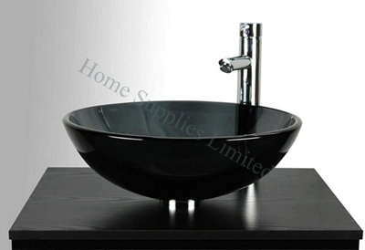 BELOFAY 42x14x42 cm Semi Transparent Glass Bathroom Counter Top Wash Basin Sink, Modern Design Glass Bowl Cloakroom Basin