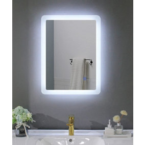 BELOFAY 450x600mm Designer Illuminated Bathroom LED with Mirror Demister Pad, Dimmable LED Anti-fog Tempered Wall Mirrors