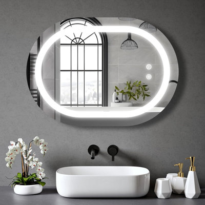 BELOFAY 500 x 700 mm Oval Bathroom LED Mirror, Wall Mounted, Integrated ...