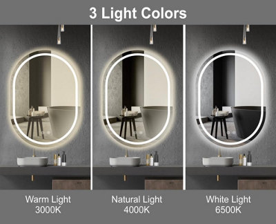 BELOFAY 500 x 700 mm Oval Bathroom LED Mirror, Wall Mounted, Integrated ...