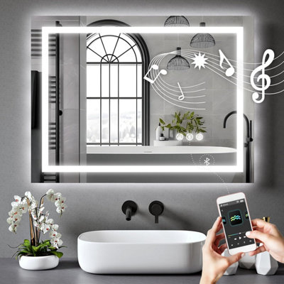 BELOFAY 500 x 700 mm Rectangular LED Bathroom Mirror Wall Mounted with ...