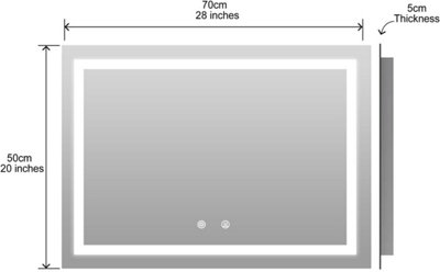 BELOFAY 500 x 700mm LED Illuminated Bathroom Mirror with Touch Sensor ...