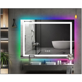 BELOFAY 500x700mm Alta Bathroom LED Mirror, Illuminated Bathroom Toughened Mirror with RGB LED Lights Dimmable Anti-fog