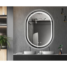 BELOFAY 500x700mm Amias Oval Bathroom LED Mirror, Illuminated Bathroom Oval Toughened Mirror with LED Lights Dimmable Anti-fog