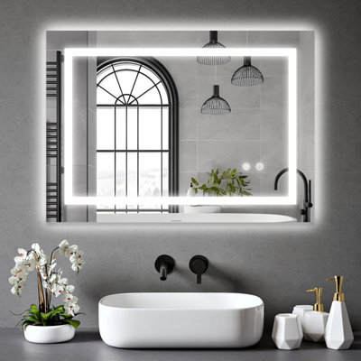 BELOFAY 500x700mm Clara Bathroom LED Mirror, Illuminated Bathroom Toughened Mirror with LED Lights Dimmable Anti-fog