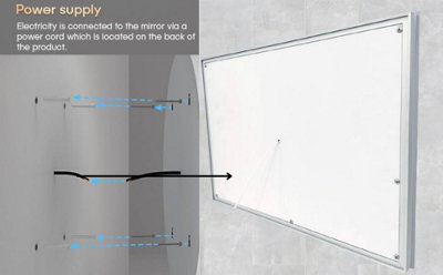 BELOFAY 500x700mm Clara Bathroom LED Mirror, Illuminated Bathroom Toughened Mirror with LED Lights Dimmable Anti-fog
